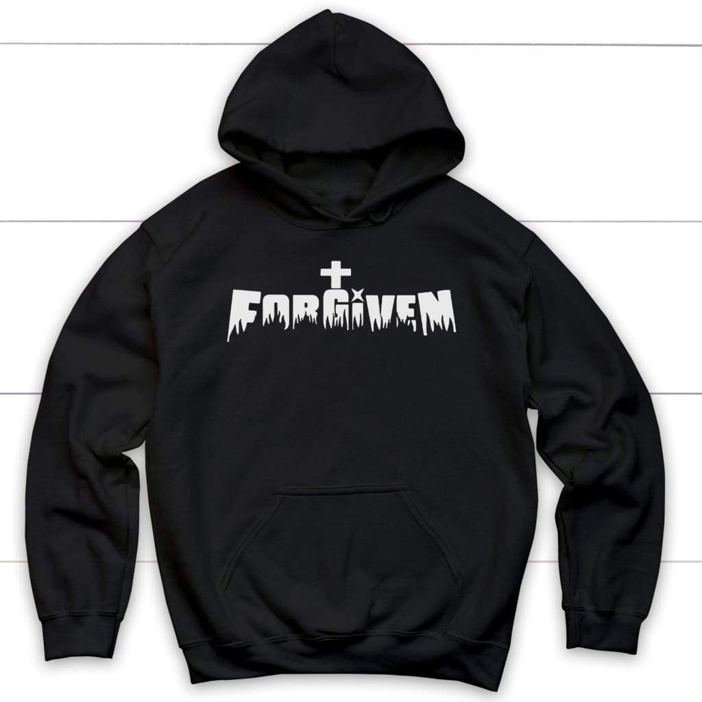 Forgiven with cross Christian hoodie | Christian apparel Black / S