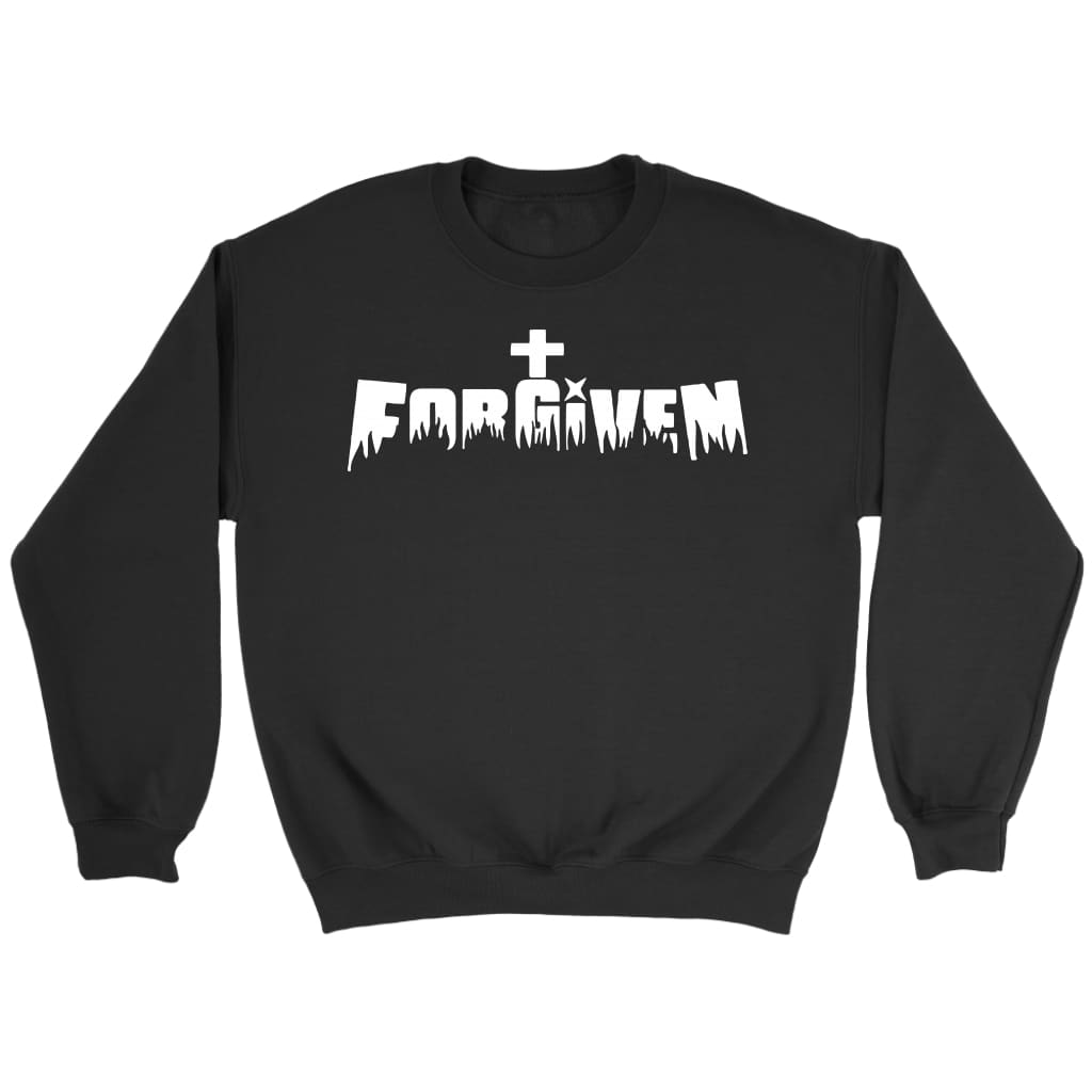 Forgiven with cross Christian sweatshirt | Christian apparel Black / S