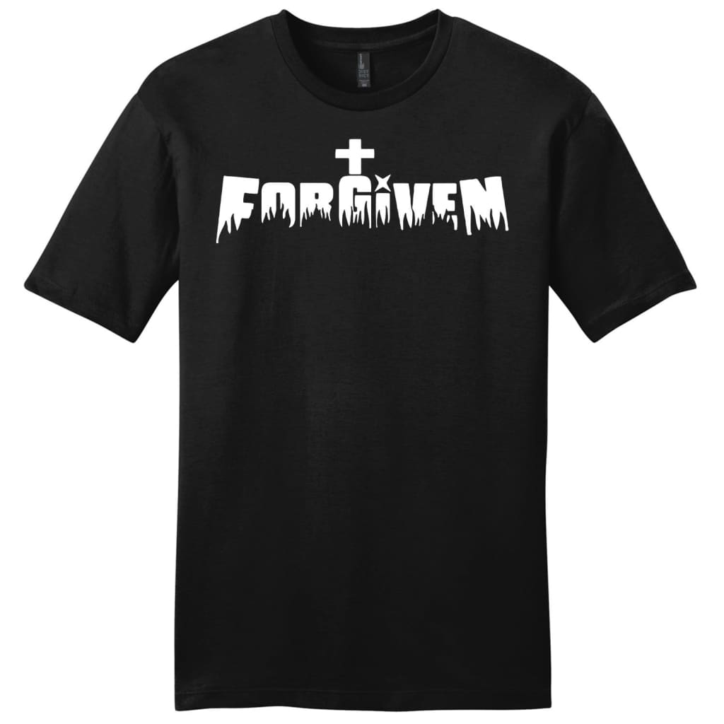 Forgiven with cross mens Christian t-shirt Black / S