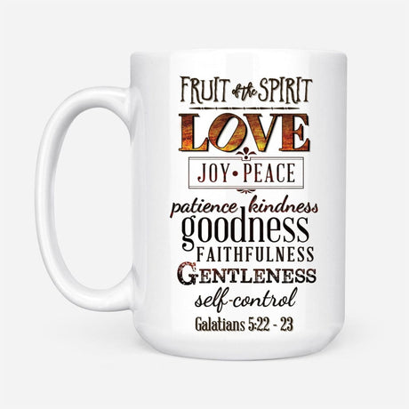 Fruit of the spirit Bible verse Christian coffee mug 15 oz
