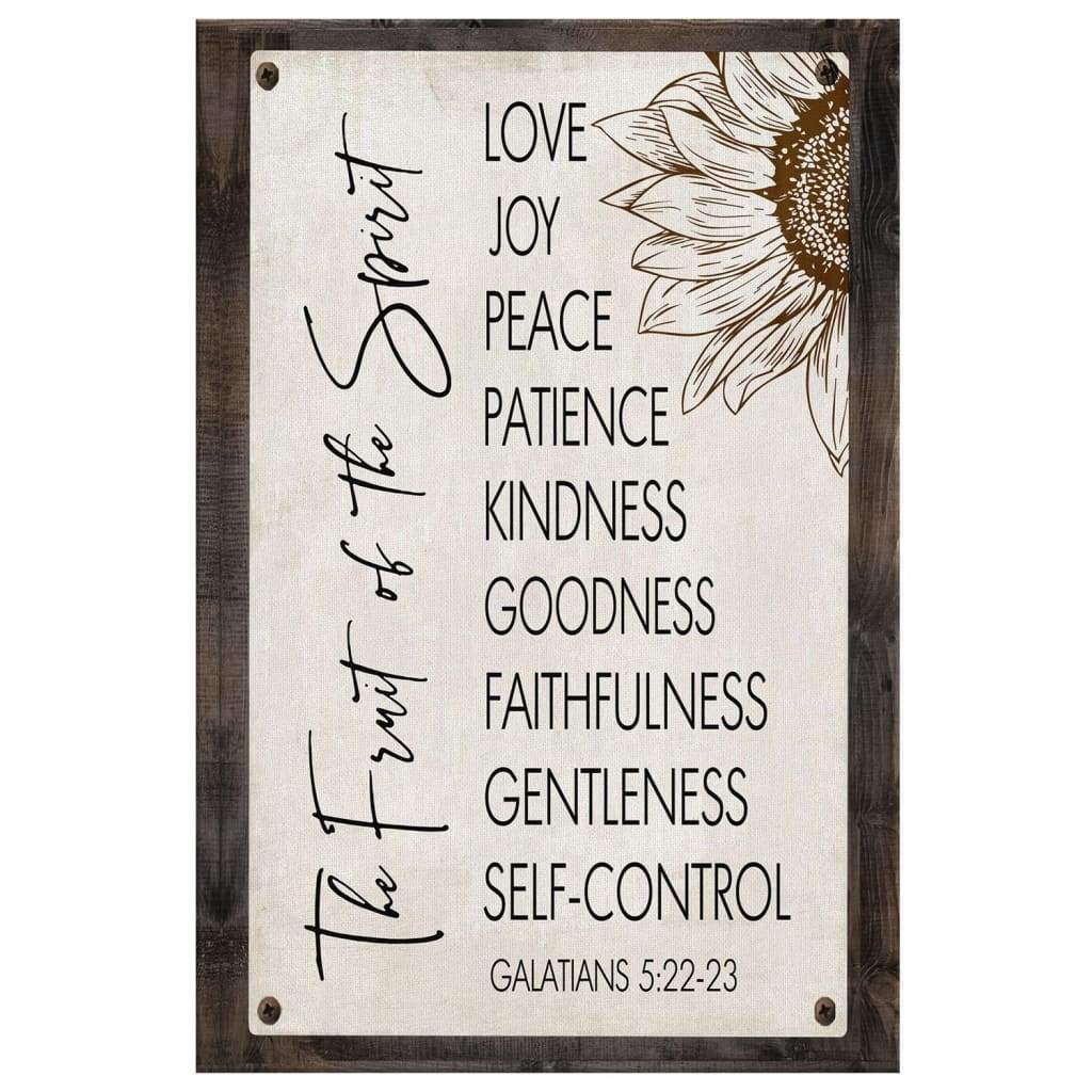 Inspirational wall art canvas print with Galatians 5:22-23, "Fruit of the Spirit," ideal Christian gift for scripture-inspired homes.