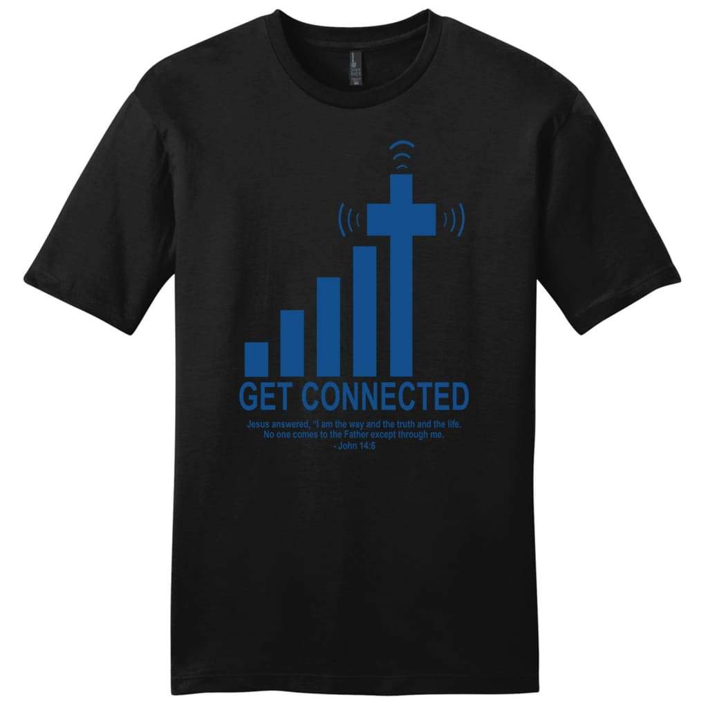 Get connected with God mens Christian t-shirt Black / S