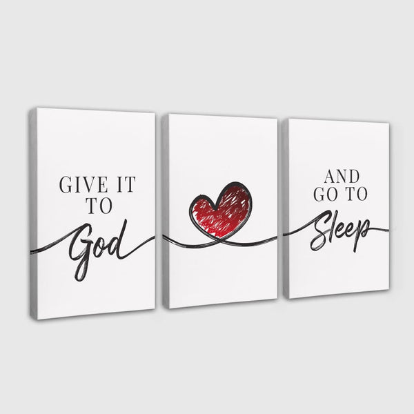 Give It To God And Go To Sleep Sign 3 Piece Wall Art Canvas, Christian