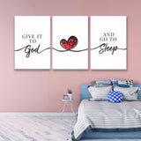 3-panel Christian wall decor, "Give It to God and Go to Sleep," faith-based gift for family or friends.