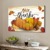 Give thanks Pumpkin Fall Thanksgiving wall art canvas