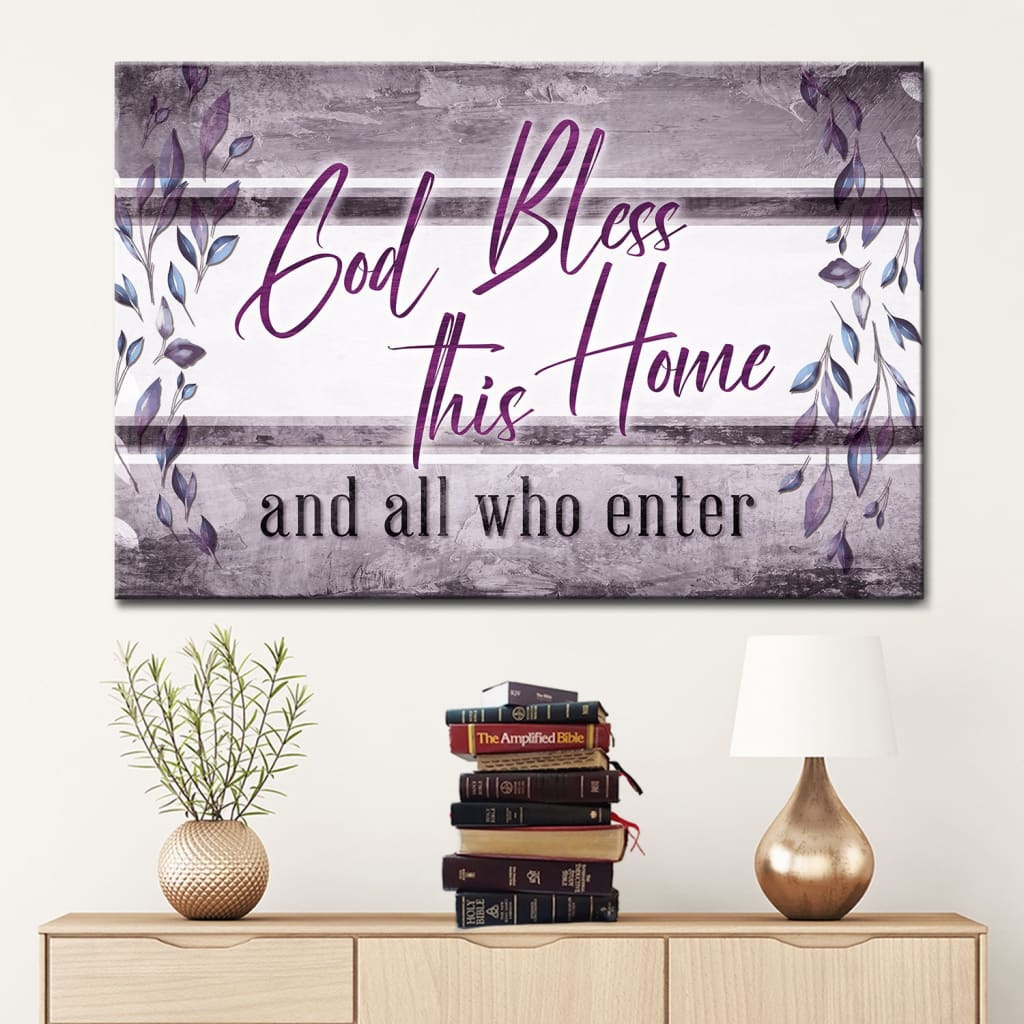 "Bless This Home And All Who Enter" Vinyl Wall Decal - Bible Verse For Entryway - Picniva
