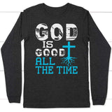God is good all the time long sleeve t-shirt | Christian apparel Dark Grey Heather / S