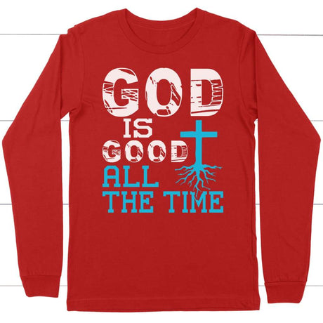 God is good all the time long sleeve t-shirt | Christian apparel Red / S