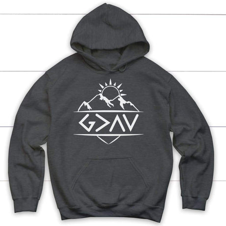 God is Greater Than The Highs and The Lows Christian hoodie Dark Heather / S