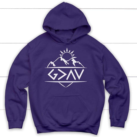 God is Greater Than The Highs and The Lows Christian hoodie Purple / S