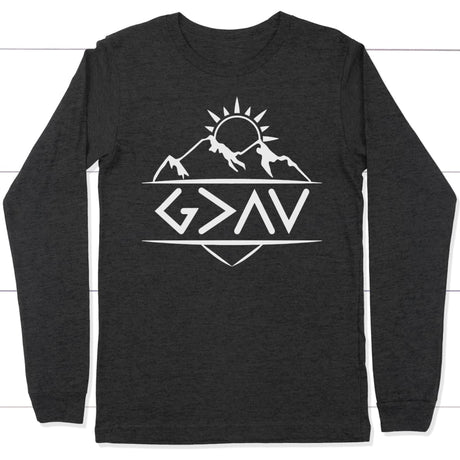 God is Greater Than The Highs and The Lows long sleeve shirt Dark Grey Heather / S