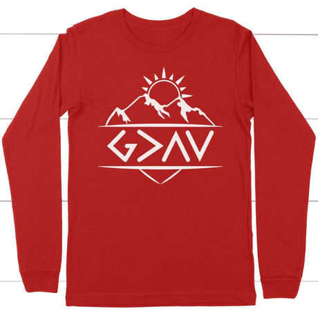 God is Greater Than The Highs and The Lows long sleeve shirt Red / S