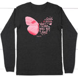God is within her she will not fall butterfly Christian long sleeve t-shirt Dark Grey Heather / S