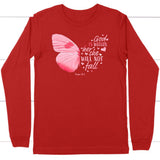 God is within her she will not fall butterfly Christian long sleeve t-shirt Red / S