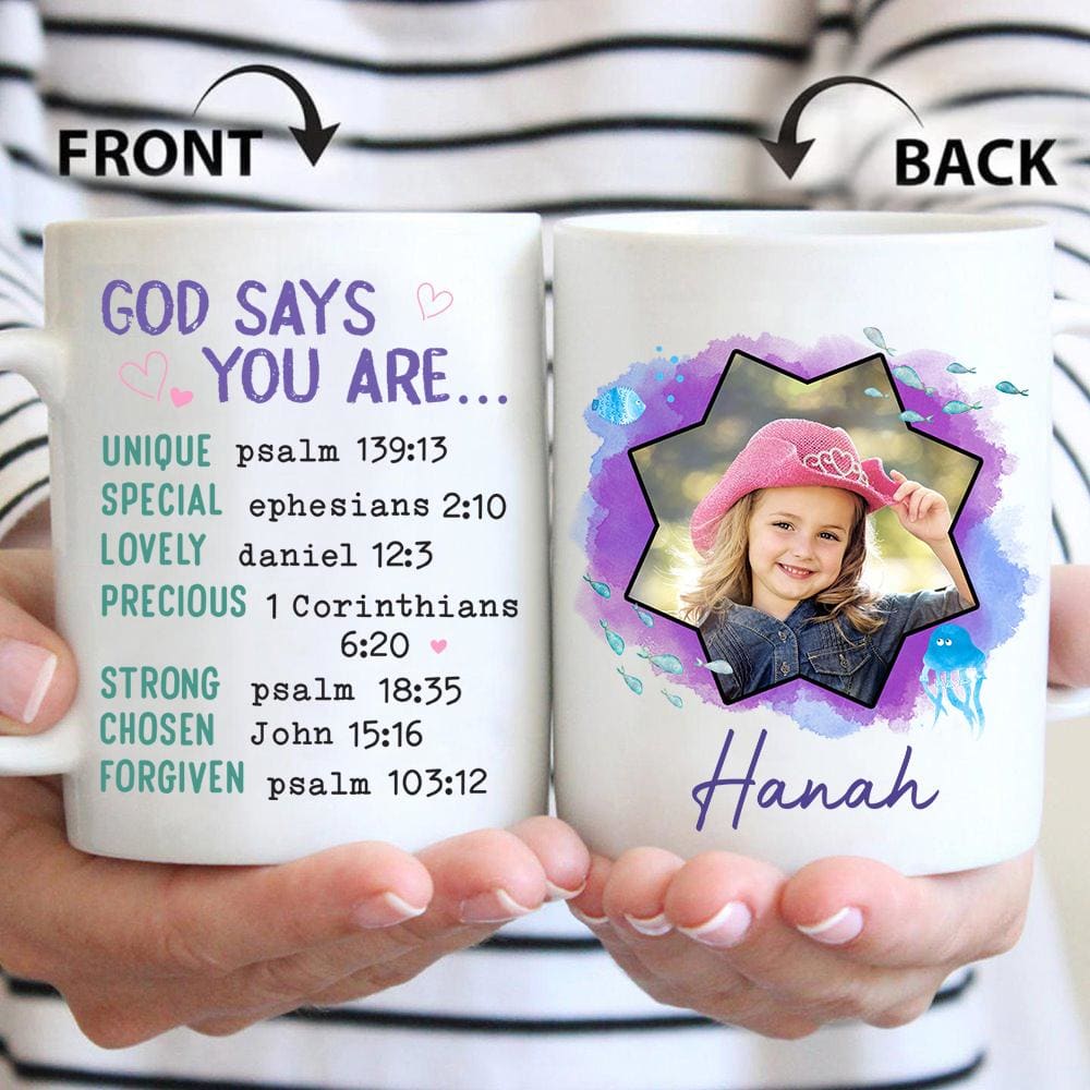 God says you are Personalized photo coffee mug