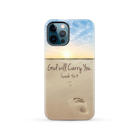 God will carry you Isaiah 46:4 Bible verse phone case iPhone 12 Pro / Tough