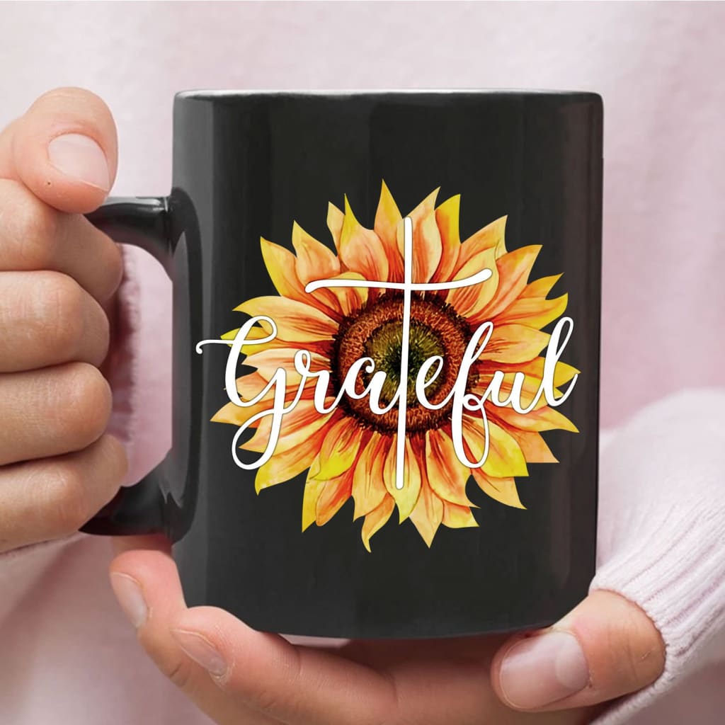 Grateful Sunflower Christian coffee mug 11 oz