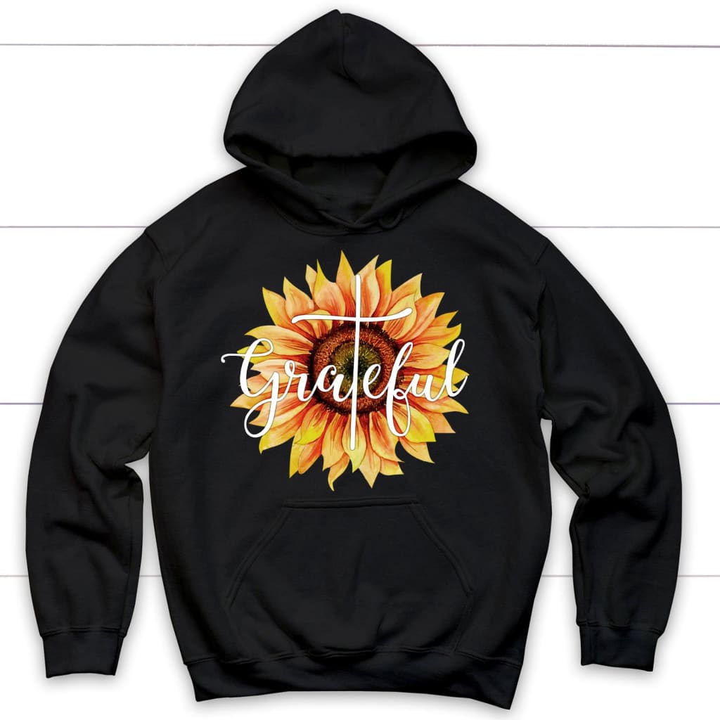 Grateful sunflower Christian hoodie - Christian apparel Black / S