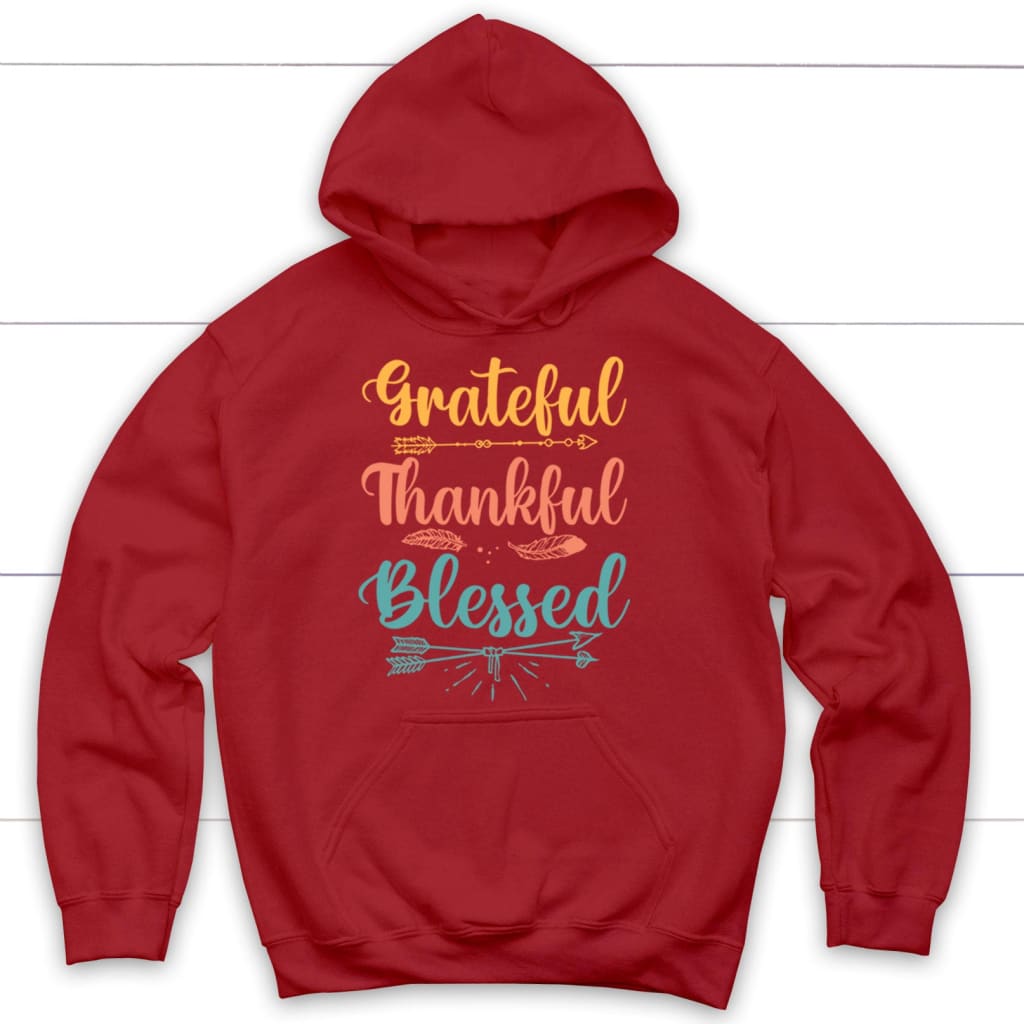 Grateful thankful blessed hoodie Christian apparel hoodies Red / S