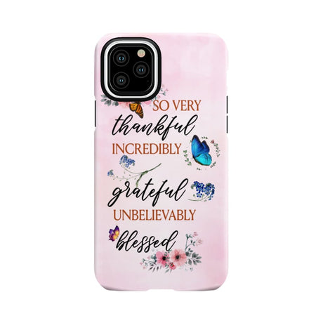 Grateful thankful blessed phone case Butterfly floral Christian cases iPhone 11 Pro / Tough