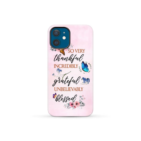 Grateful thankful blessed phone case Butterfly floral Christian cases iPhone 12 Mini / Tough