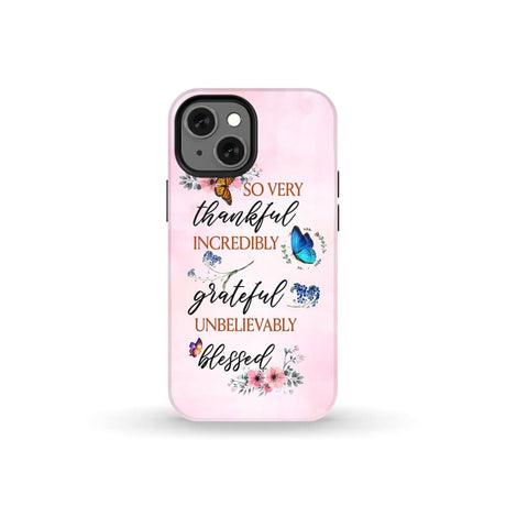 Grateful thankful blessed phone case Butterfly floral Christian cases iPhone 13 Mini / Tough