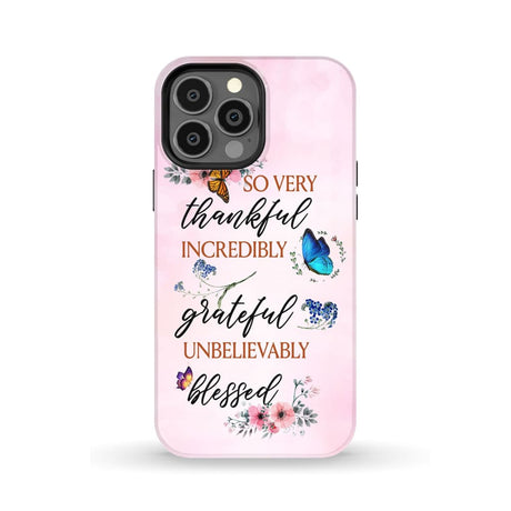 Grateful thankful blessed phone case Butterfly floral Christian cases iPhone 13 Pro Max / Tough