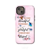 Grateful thankful blessed phone case Butterfly floral Christian cases iPhone 14 Plus / Tough