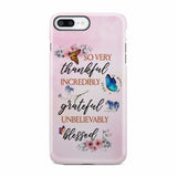 Grateful thankful blessed phone case Butterfly floral Christian cases iPhone 8 Plus / Tough