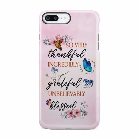 Grateful thankful blessed phone case Butterfly floral Christian cases iPhone 8 Plus / Tough