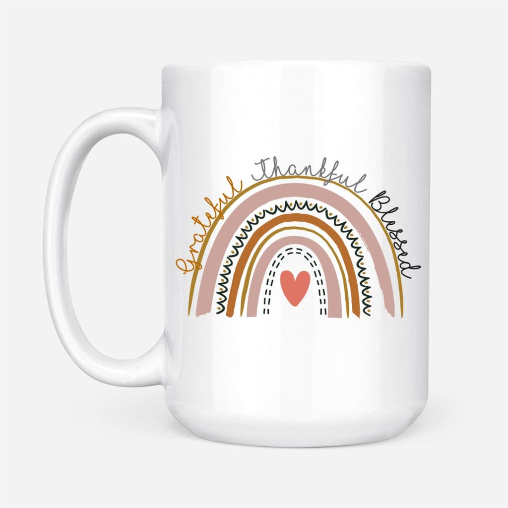 Rainbow Grateful Thankful Blessed Mug, Christian Coffee Mug - Christ ...