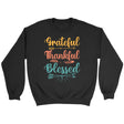 Grateful thankful blessed sweatshirt Christian apparel sweatshirts Black / S