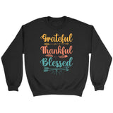 Grateful thankful blessed sweatshirt Christian apparel sweatshirts Black / S
