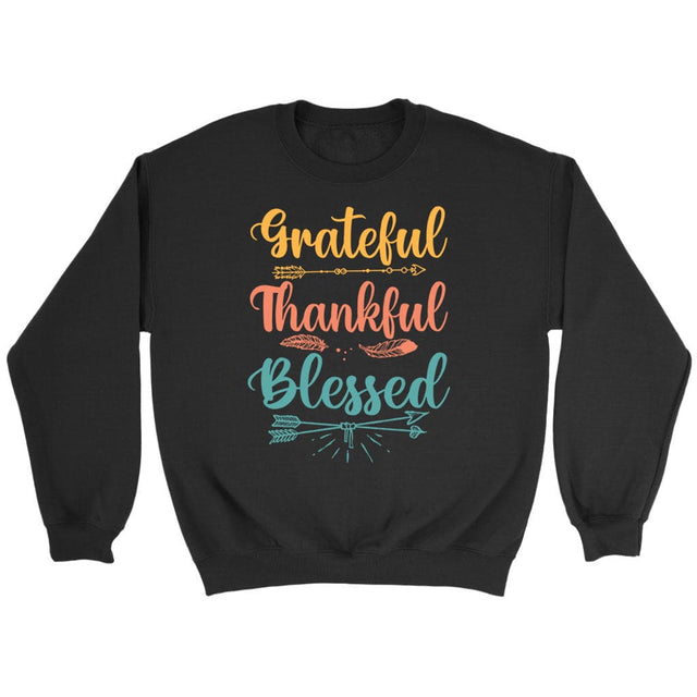Grateful thankful blessed sweatshirt Christian apparel sweatshirts Black / S