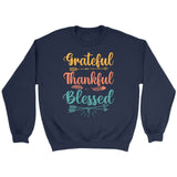 Grateful thankful blessed sweatshirt Christian apparel sweatshirts Navy / S