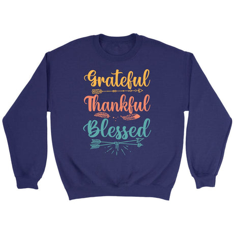 Grateful thankful blessed sweatshirt Christian apparel sweatshirts Purple / S