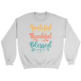 Grateful thankful blessed sweatshirt Christian apparel sweatshirts White / S
