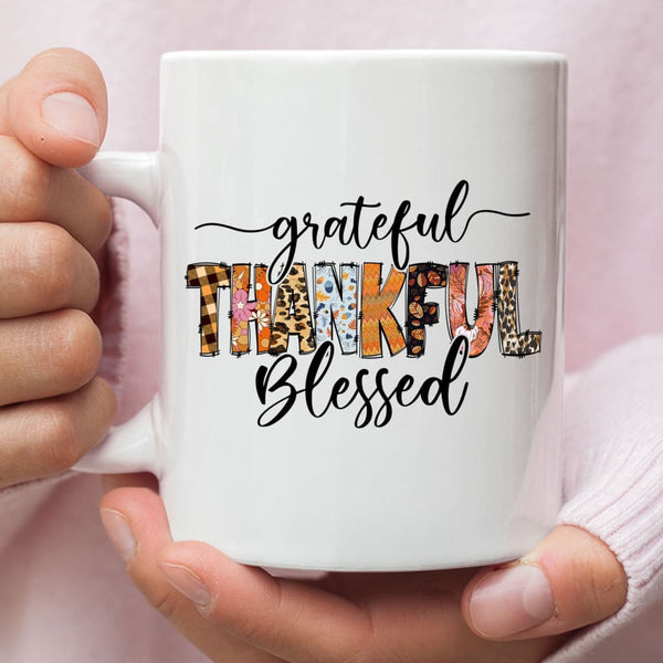 DOWAN 20 oz Coffee Mugs, Christmas Mugs with Word Blessed Grateful, Large  Porcelain Coffee Cup, Thank you Thanksgiving Christmas Gift for Women Men  Christian, Set of 2 - all things faithful