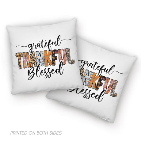 Grateful thankful blessed Thanksgiving Christian pillow