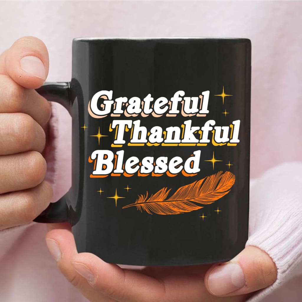 Grateful thankful blessed Thanksgiving coffee mug 11 oz