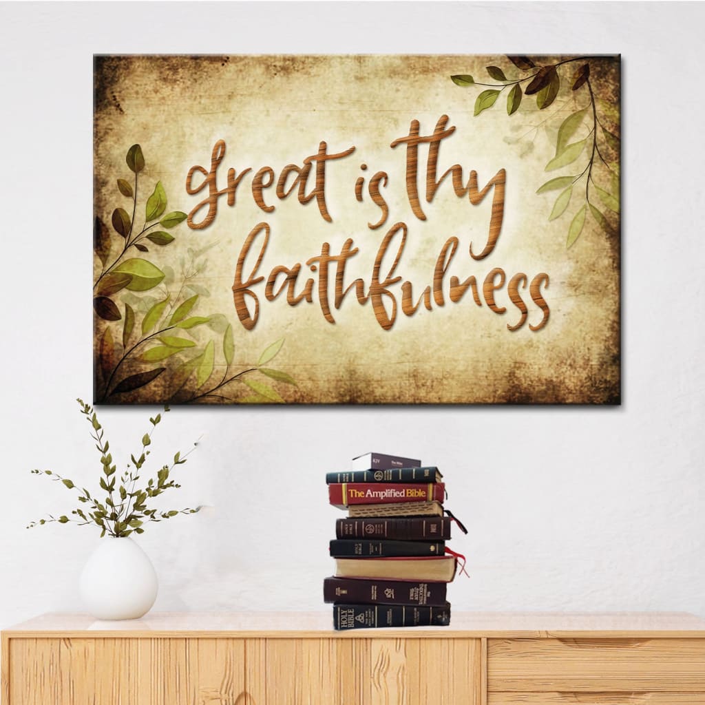 Great is Thy Faithfulness Wall art canvas print Christian hymns wall art Brown / 12 x 8