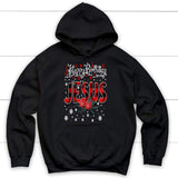 Happy birthday Jesus buffalo plaid Christmas hoodie Christian Christmas gifts Black / S