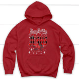 Happy birthday Jesus buffalo plaid Christmas hoodie Christian Christmas gifts Red / S
