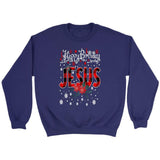 Happy Birthday Jesus Buffalo Plaid Christmas sweatshirt - Christian Christmas gifts Purple / S