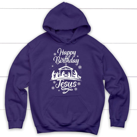 Happy birthday Jesus hoodie - Christian hoodies gifts Purple / S