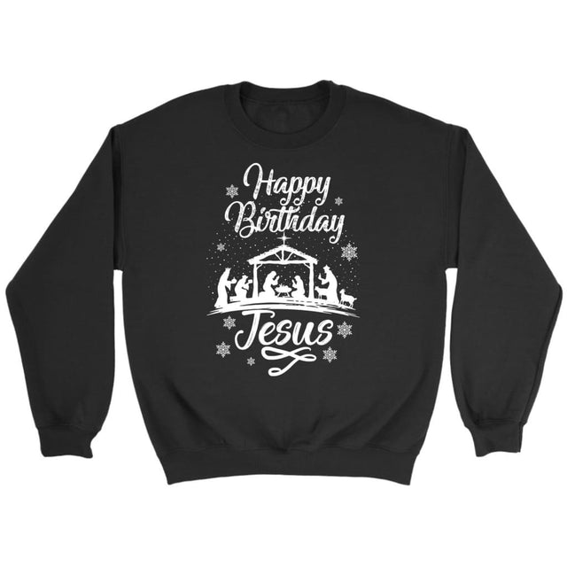 Happy birthday Jesus sweatshirt - Christian Christmas sweatshirts Black / S