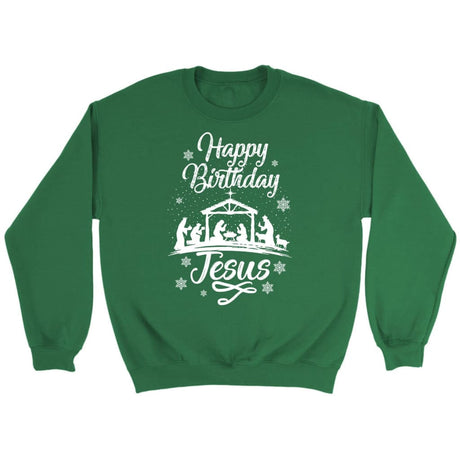 Happy birthday Jesus sweatshirt - Christian Christmas sweatshirts Irish Green / S