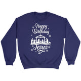 Happy birthday Jesus sweatshirt - Christian Christmas sweatshirts Purple / S