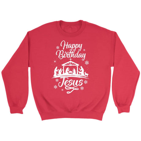 Happy birthday Jesus sweatshirt - Christian Christmas sweatshirts Red / S