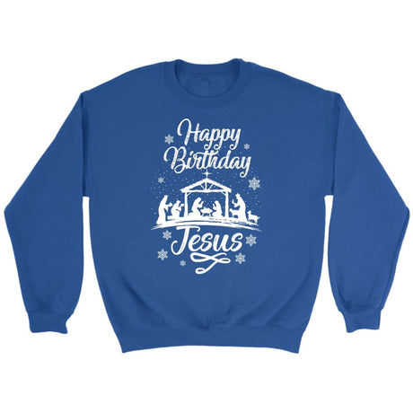 Happy birthday Jesus sweatshirt - Christian Christmas sweatshirts Royal / S